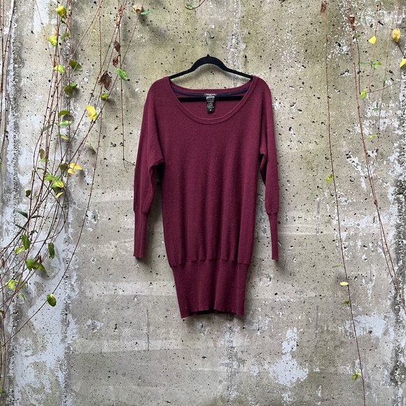 Talula (Artizia) Cashmere Blend Oversized Tunic Sweater, Burgundy, XS - Picture 1 of 11